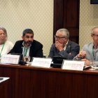 Ester Cabanes, Chakir El Homrani, Oriol Amorós i Josep Ginesta, ahir en la comissió. - NAZARET ROMERO/ACN