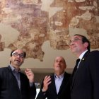 El president del Parlament, Josep Rull, visita les pintures murals de Sixena al MNAC .