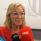 La directora territorial de Justícia i Qualitat Democràtica a Lleida, Anna Miranda, durant una atenció als mitjans de comunicació a Lleida.