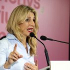 La vicepresidenta segona i ministra de Treball del govern espanyol, Yolanda Díaz a l'acte de Sumar a Viladecans per defensar la reducció de jornada.