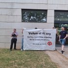 La protesta va ser davant de l’Edifici Polivalent 1 de la UdL. - DOCTORANDES EN LLUITA