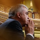El diputado socialista Santos Cerdán en el hemiciclo del Congreso.