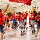 L’equip de l’Alpicat, celebrant dissabte l’ascens a Girona. - ANIOL MORAL