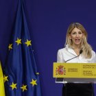 Yolanda Díaz ahir després de reunir-se amb Pedro Sánchez. - EFE/ JUANJO MARTÍN
