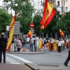 Protestes davant la seu del PSOE, per exigir la dimissió de Pedro Sánchez. - EFE/J.P.GANDUL