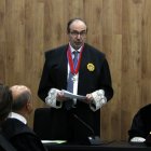 El president de l'Audiència de Lleida, Albert Guilanyà, durant el discurs de presa de possessió del seu càrrec.