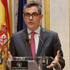 El ministre Félix Bolaños en roda de premsa al Congrés després de la petició del jutge d’imputar-lo. - EFE/J.P.GANDUL