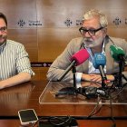 Fèlix Larrosa durant la seua compareixença d’ahir a la Paeria. - AJUNTAMENT LLEIDA