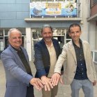 Mas, Palacín i Jordana, ahir durant la presentació del servei. - ACN