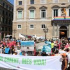 Un moment de la manifestació a Barcelona. - ACN