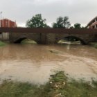 La DANA provoca la crescuda del riu Sió al seu pas per Agramunt