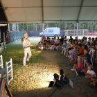 Jam Clown, durant la seua actuació en el marc del Fruit & Music Fest de Seròs. - AMADO FORROLLA