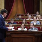 El president de la Generalitat, Salvador Illa, després de presentar el Pla d’Infraestructures al Parlament. - EUROPA PRESS
