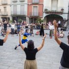Banda Esfèrica va oferir ahir el tercer assaig de ‘Granotes al cel, aigua a la terra!’ de FiraTàrrega. - LAIA PEDRÓS