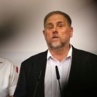 Junqueras, durant una roda de premsa ahir a Barcelona. - ACN