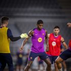 Marcus Rashford, durant l’entrenament d’ahir a Corea. - FCB
