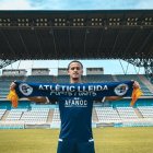 El neerlandès Achraf Boumenjal, ahir al Camp d’Esports. - ATLÈTIC LLEIDA