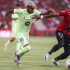 Lamine Yamal, en una acció del partit davant del Mallorca, dissabte a Son Moix. - EUROPA PRESS