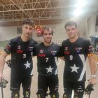 Sergi Folguera, Jordi Badia i Aleix Marimon, ahir després del partit davant de Portugal.