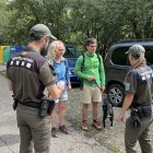 Rurals comprovant que un gos està identificat amb xip. - ALBERT L. COBO/ACN