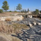 L’estany del parc de Serrallarga està buit i pres per les males herbes. - AMADO FORROLLA