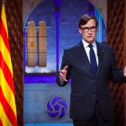El president de la Generalitat, Salvador Illa, durant el discurs institucional de la Diada