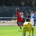 Inés celebra amb ràbia el gol que suposava l’empat arribant al quart d’hora de joc. - MARC DOMINGO