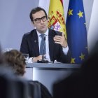 El ministre d’Economia, Carlos Cuerpo, ahir en roda de premsa. - EUROPA PRESS