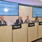 La cúpula del Sabadell després del consell d’administració. - BANC SABADELL