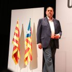 Junqueras durant la conferència celebrada ahir a Barcelona. - ACN