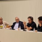 125 anys del Barça. Debat ahir a la sala Alfred Perenya sobre la història de l’equip blaugrana, moderada per la periodista Anna Gómez i amb la participació d’Antoni Gelonch, David Carabén i Ramon Piqué. - AMADO FORROLLA