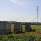 Obres per repotenciar la línia d’alta tensió entre Lleida i Begues el mes d’abril passat. - AMADO FORROLLA