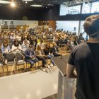 Un moment d’una de les ponències que va acollir ahir el congrés a la Llotja de Lleida. - ÀLEX SAMPER