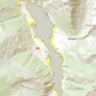 Els mapes d’inundabilitat recullen en groc la zona inundable i en verd la de flux preferent de la Noguera Pallaresa. - SNZI