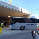 Proves d’accés i sortida de busos de la nova estació, encara en obres