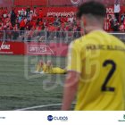 La decepció dels jugadors del Lleida CF a l'acabar el partit.