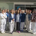 Una vintena d’infermeres, ahir davant del CAP de la Bordeta. - PAU PASCUAL