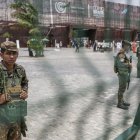 Forces Armades del Brasil custodiant la cimera. - EFE