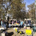 Imatge ahir al matí de l’esmorzar solidari que va tenir lloc a la plaça Jaume Magre de Lleida. - INGRID SEGURA