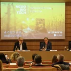 Gil, Larrosa, Talarn i Roiger van presentar la fira ahir al Parc Agrobiotech. - AMADO FORROLLA