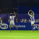 Els jugadors del Balears celebren el gol de la victòria. - EFE