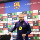 Hansi Flick, ahir durant la compareixença davant dels mitjans de comunicació. - EFE