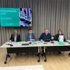 Sandra Castro, Agustí Jiménez, Joan Talarn i Rosa Pujol, ahir durant la presentació. - M. CODINAS