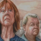 Dibuix de Gisèle Pelicot i l’ara exmarit durant el judici. - RTVE