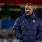 Hansi Flick durant l’entrenament a Jidda. - FCB