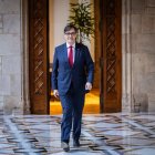 El president de la Generalitat, Salvador Illa, al Palau de la Generalitat després de l'acord per a un nou model de finançament