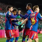 Ferran és felicitat pel seu gol per Rashford en presència de Lamine i Fermín. - EUROPA PRESS