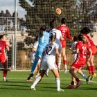 La pentinada de Peñalver que va avançar les lleidatanes abans d’arribar al quart d’hora en un córner. - PAU PASCUAL PRAT