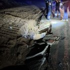 Vista del paviment enfonsat aquest dilluns a la partida Quatre Pilans.