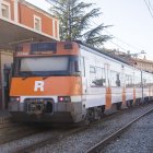 Un tren aturat a Tàrrega aquest divendres.